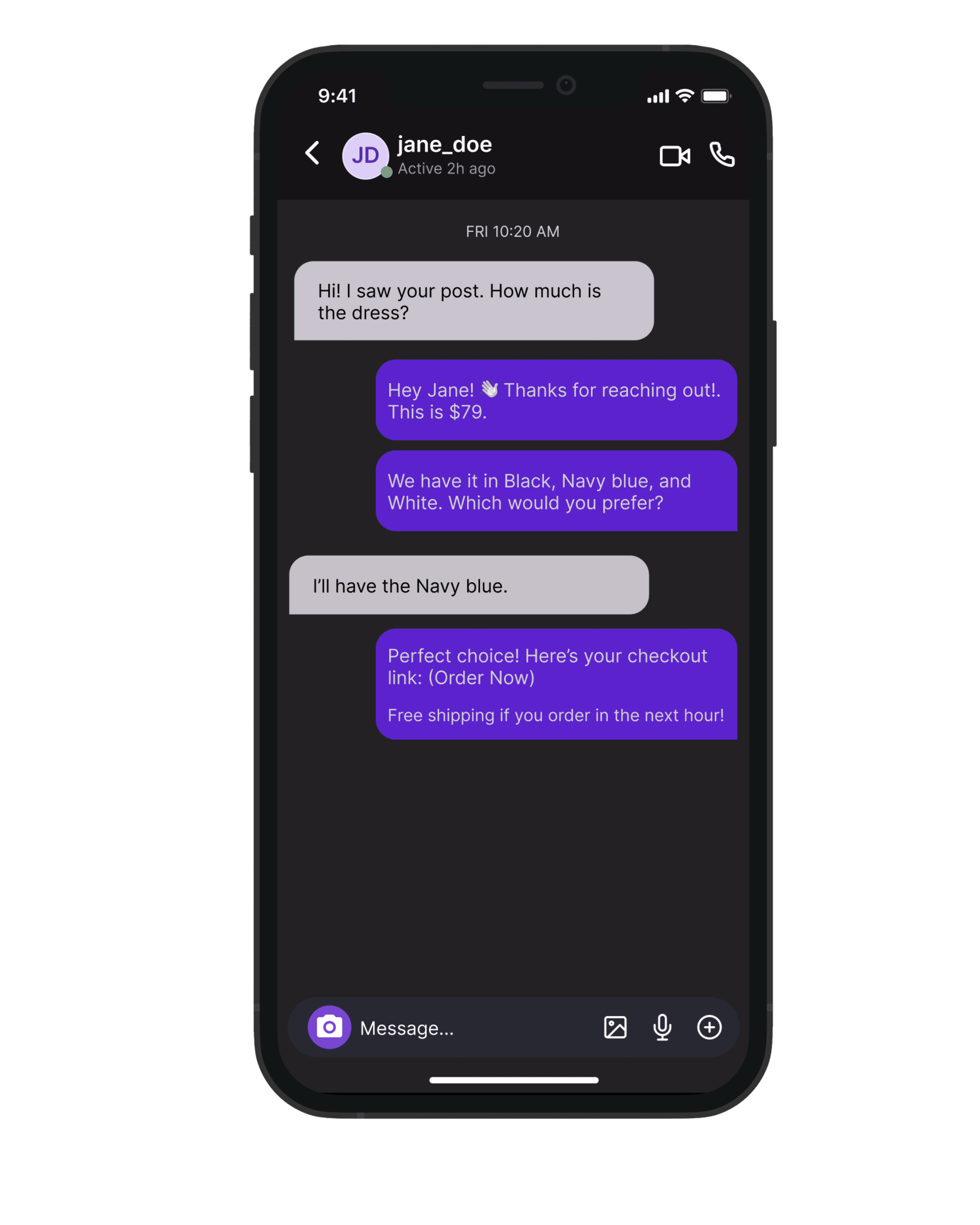 AI sales assistant responding to customer messages on social media