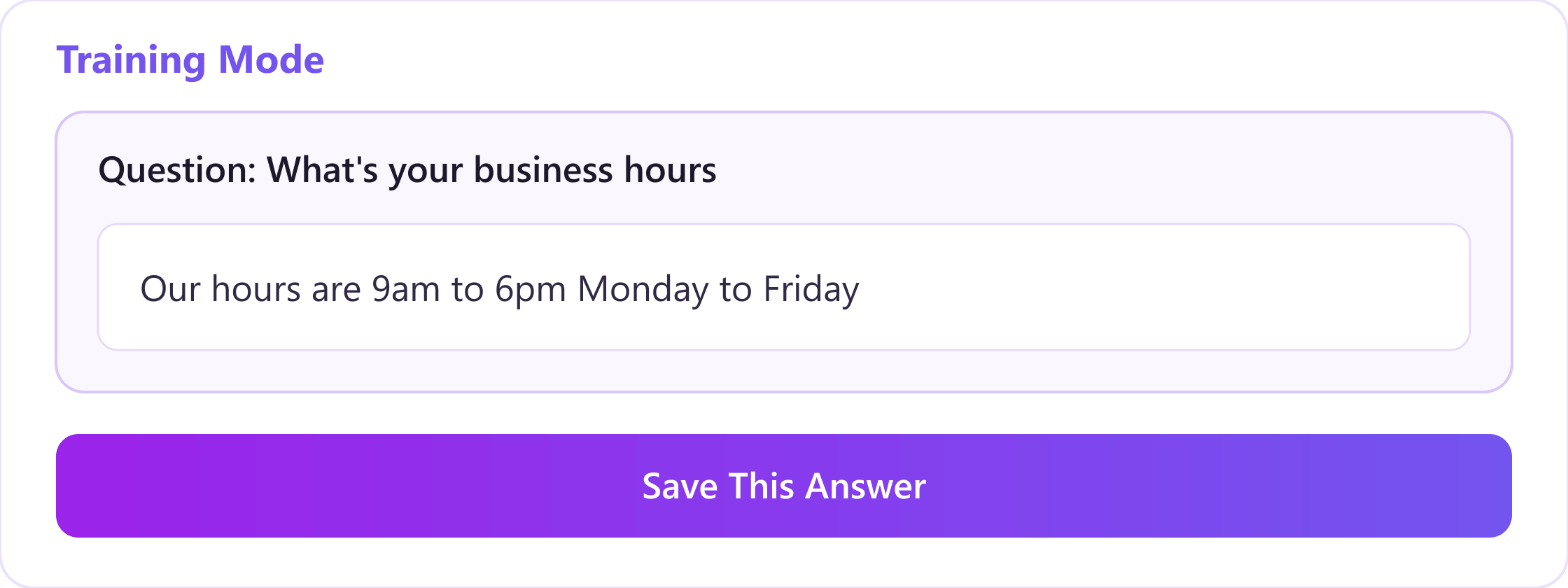 Training mode - Define the correct answer